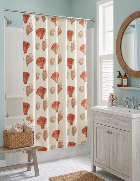 Tropical Shells: Luxury Waterproof Shower Curtain