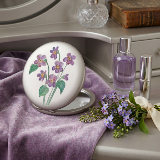 Velvet Violets: Luxury Hinged Pocket Mirror