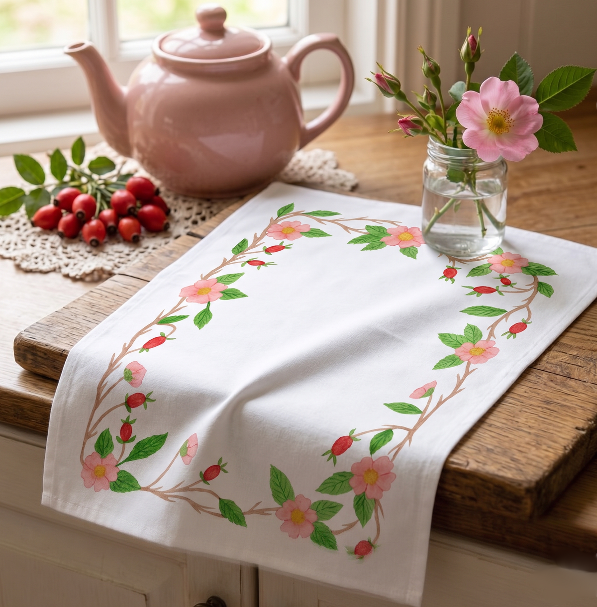 Wild Rose & Rosehip: Artisan Tea Towel