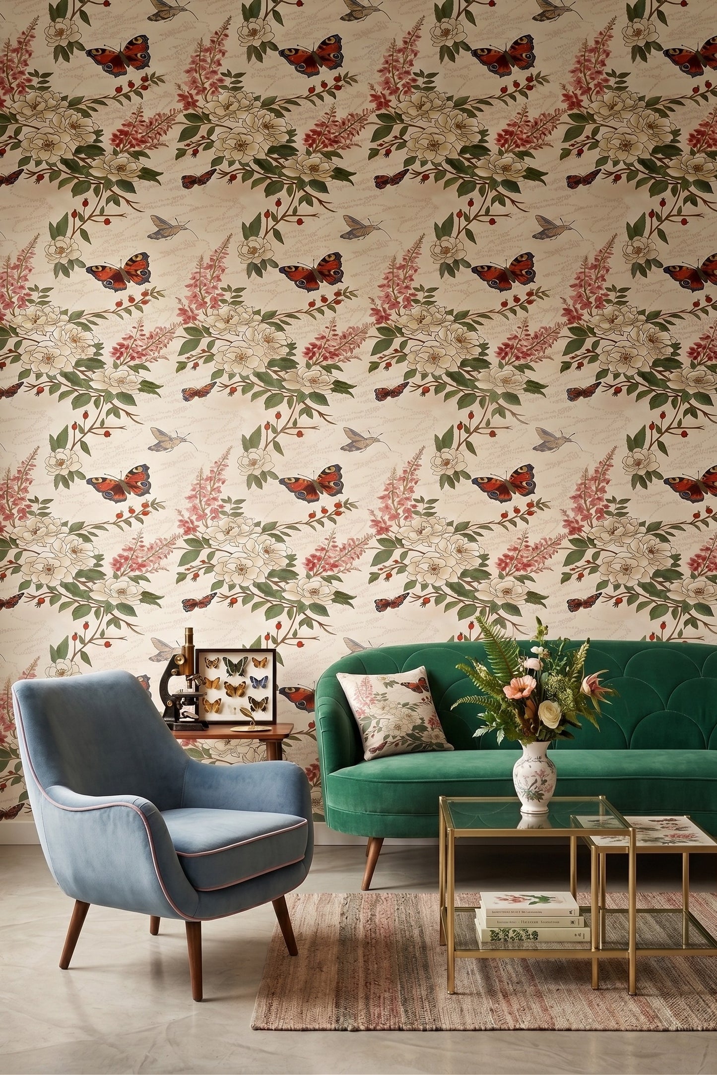 Botanical Sanctuary . . . 'Wild Rose Serenade' Designer Wallpaper