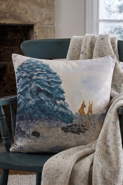 'Winter Tails' Soft Velvet Cushion