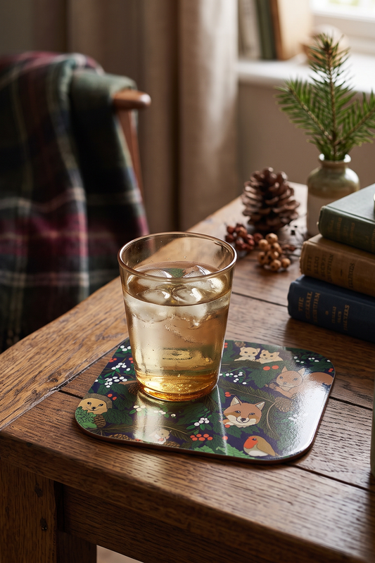 'Winter Woodland' High-Gloss Wooden Coasters